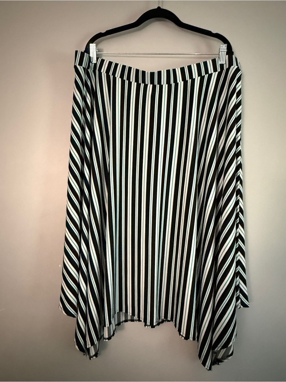 Lane Bryant Sz 22/24 Black, White and Tea/Green Striped A-Line Women's Skirt